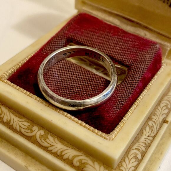 Vintage 925 Sterling Silver Sz 7 Plain Wedding Band Ring Signed Mexico - Picture 4 of 5